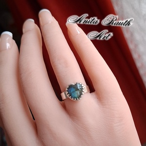 Labradorit gyűrű - szív forma, Ékszer, Gyűrű, Statement gyűrű, Ékszerkészítés, Ötvös, MESKA