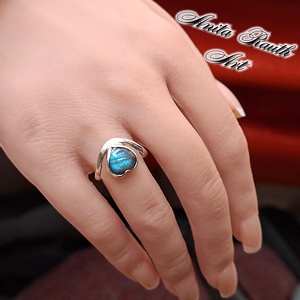 Labradorit gyűrű - szív forma, Ékszer, Gyűrű, Statement gyűrű, Ékszerkészítés, Ötvös, MESKA