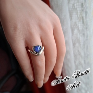 Labradorit gyűrű - szív forma, Ékszer, Gyűrű, Statement gyűrű, Ékszerkészítés, Ötvös, MESKA