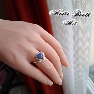 Labradorit gyűrű - szív forma - ékszer - gyűrű - statement gyűrű - Meska.hu