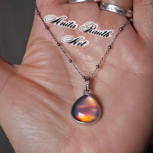 Aurora opál medál  - ékszer - nyaklánc - medál - Meska.hu