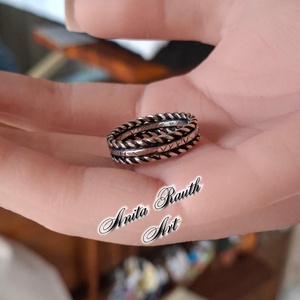 Ezüst gyűrű dupla csavart motívummal, Ékszer, Gyűrű, Kerek gyűrű, Ékszerkészítés, Ötvös, MESKA