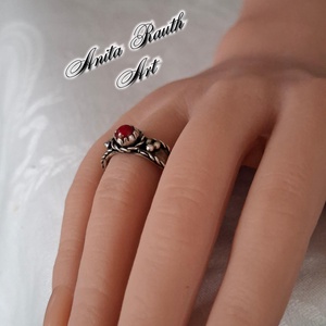 Korallgyöngyös gyűrű, Ékszer, Gyűrű, Gyöngyös gyűrű, Ékszerkészítés, Ötvös, MESKA