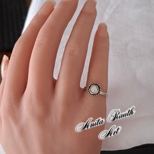 Kagylógyöngy gyűrű, Ékszer, Gyűrű, Gyöngyös gyűrű, Ékszerkészítés, Ötvös, MESKA