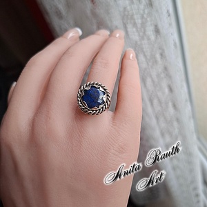 Lapis lazuli gyűrű, Ékszer, Gyűrű, Statement gyűrű, Ékszerkészítés, Ötvös, MESKA