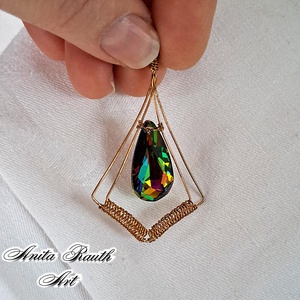 Színes Swarovski csepp medál - ékszer - nyaklánc - medál - Meska.hu