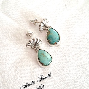 Türkiz csepp fülbevalók  - ékszer - fülbevaló - lógó csepp fülbevaló - Meska.hu