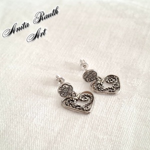 Szív-fülbevalók - ékszer - fülbevaló - lógó csepp fülbevaló - Meska.hu