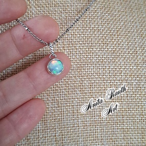 Kékes színű etióp opál medál, Ékszer, Nyaklánc, Medál, Ékszerkészítés, Ötvös, MESKA