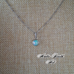 Kékes színű etióp opál medál - ékszer - nyaklánc - medál - Meska.hu