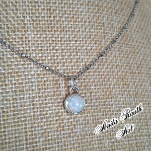 Fehér színű etióp opál medál, Ékszer, Nyaklánc, Medál, Ékszerkészítés, Ötvös, MESKA