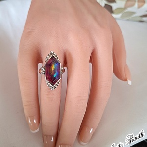 Aurora opál sterling ezüstben - ékszer - gyűrű - statement gyűrű - Meska.hu