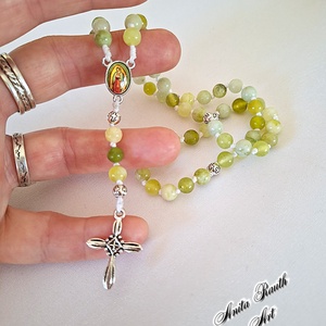 Rózsafüzér kalcedon gyöngyökkel - otthon & életmód - vallás - lánc & füzér - Meska.hu