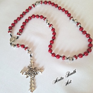 Rózsafüzér korall gyöngyökkel - otthon & életmód - vallás - lánc & füzér - Meska.hu