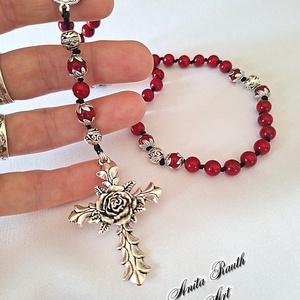 Rózsafüzér korall gyöngyökkel - otthon & életmód - vallás - lánc & füzér - Meska.hu