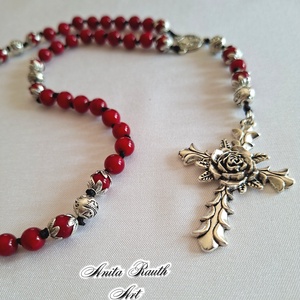 Rózsafüzér korall gyöngyökkel, Otthon & Életmód, Vallás, Lánc & Füzér, , MESKA