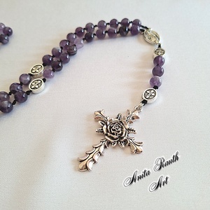 Rózsafüzér ametiszt gyöngyökkel, Otthon & Életmód, Vallás, Lánc & Füzér, , MESKA