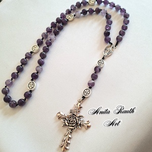 Rózsafüzér ametiszt gyöngyökkel - otthon & életmód - vallás - lánc & füzér - Meska.hu