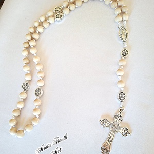 Rózsafüzér elefántcsont jáde gyöngyökkel - Meska.hu