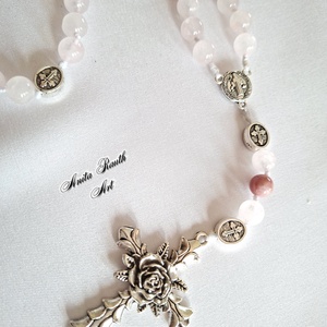 Rózsafüzér rózsakvarc és pink opál gyöngyökkel - Meska.hu