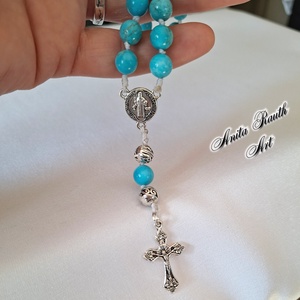 Rózsafüzér türkiz gyöngyökkel - otthon & életmód - vallás - lánc & füzér - Meska.hu