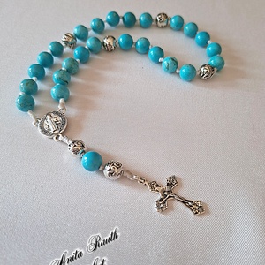Rózsafüzér türkiz gyöngyökkel - Meska.hu