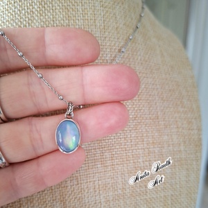 Aurora opál ovális medál - ékszer - nyaklánc - medál - Meska.hu