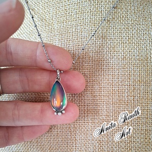 Aurora opál csepp medál - ékszer - nyaklánc - medál - Meska.hu