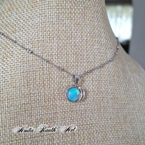 Aurora opál holdmedál - ékszer - nyaklánc - medál - Meska.hu