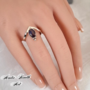 Lila türkiz gyűrű - ékszer - gyűrű - statement gyűrű - Meska.hu