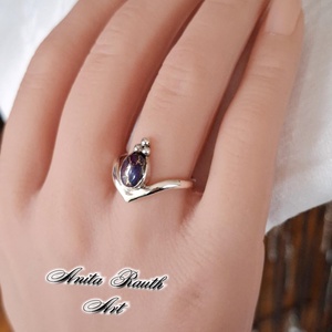 Lila türkiz gyűrű, Ékszer, Gyűrű, Statement gyűrű, Ékszerkészítés, Ötvös, MESKA