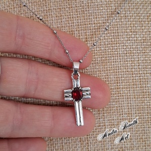 Gránát köves kereszt - ékszer - nyaklánc - medál - Meska.hu