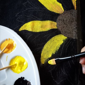 Napraforgós festett farmerkabát - ruha & divat - női ruha - kabát - Meska.hu