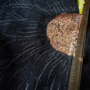 Napraforgós festett farmerkabát - ruha & divat - női ruha - kabát - Meska.hu