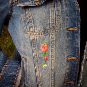 Hímzett farmerkabát - ruha & divat - női ruha - kabát - Meska.hu