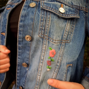 Hímzett farmerkabát - ruha & divat - női ruha - kabát - Meska.hu