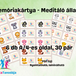 Memóriakártya - Meditáló állatkák, Játék & Sport, Készségfejlesztő és Logikai játék, Memória játékok, Fotó, grafika, rajz, illusztráció, MESKA