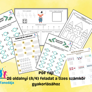 1. osztályos matematika feladatlapcsomag (tízes számkör gyakorlásához) , Játék & Sport, Készségfejlesztő és Logikai játék, Oktató játékok, Fotó, grafika, rajz, illusztráció, MESKA