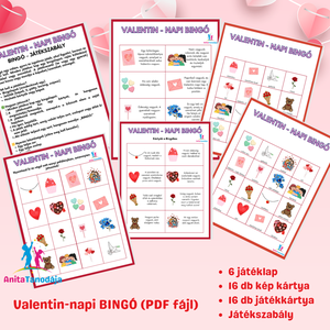 Valentin-napi BINGÓ, Játék & Sport, Készségfejlesztő és Logikai játék, Oktató játékok, Fotó, grafika, rajz, illusztráció, MESKA