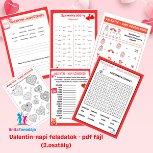 Valentin-napi feladatok (2.osztály) + AJÁNDÉK BINGÓ, Játék & Sport, Készségfejlesztő és Logikai játék, Oktató játékok, Fotó, grafika, rajz, illusztráció, MESKA