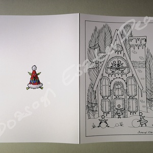 Mézeskalácsház - Színezhető karácsonyi képeslap - művészet - grafika & illusztráció - Meska.hu