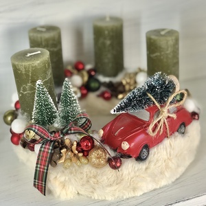 Autós adventi koszorú - Meska.hu