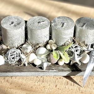 Ezüst adventi dísz , Karácsony, Adventi díszek, Adventi asztaldísz, Mindenmás, MESKA