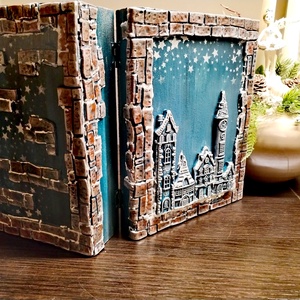 Téli város könyv alakú doboz - otthon & életmód - dekoráció - asztal és polc dekoráció - díszdoboz - Meska.hu