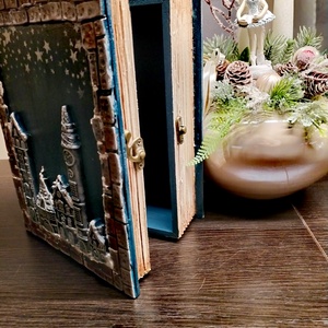  Téli város könyv alakú doboz - otthon & életmód - dekoráció - asztal és polc dekoráció - díszdoboz - Meska.hu