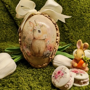 Húsvéti tojásdísz, Otthon & Életmód, Dekoráció, Asztal és polc dekoráció, Asztaldísz, Decoupage, transzfer és szalvétatechnika, MESKA