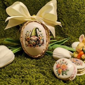 Húsvéti tojásdísz, Otthon & Életmód, Dekoráció, Asztal és polc dekoráció, Asztaldísz, Decoupage, transzfer és szalvétatechnika, MESKA