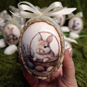 Húsvéti tojásdísz, Otthon & Életmód, Dekoráció, Asztal és polc dekoráció, Asztaldísz, Decoupage, transzfer és szalvétatechnika, MESKA