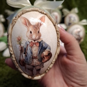 Húsvéti tojásdísz, Otthon & Életmód, Dekoráció, Asztal és polc dekoráció, Asztaldísz, Decoupage, transzfer és szalvétatechnika, MESKA