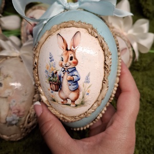 Húsvéti tojásdísz, Otthon & Életmód, Dekoráció, Asztal és polc dekoráció, Asztaldísz, Decoupage, transzfer és szalvétatechnika, MESKA